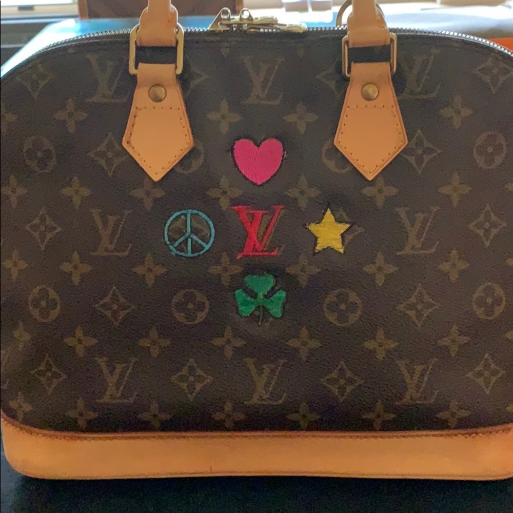 Louis Vuitton Large Alma bag w/ Custom Embroidery
